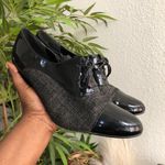 Y2K Preppy Academia Goth Tweed Leather Lace up Oxfords Lace up Mary Janes Heels Boots Loafers Booties Brogues Cap Toe School Girl Shoes Dark Black Gray #whimsygoth Photo 0