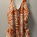 Shade & Shore NWOT Orange White Floral Palm Halter Neck Boho One Piece Cutout Photo 0