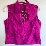 Vintage Y2K Womens M Pink Lace Up Collared Crop Top Fairy Grunge Whimsigoth Size M Photo 0