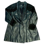 Vintage genuine leather small oversized Jacket with suede paisley‎ design Black Photo 0