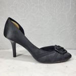 Fioni Dress Pumps Womens 8.5 Black Satin Rose Stiletto High Heels Formal Photo 3