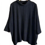 Loft  Womens Black Mock Neck Poncho Sweater Size 14 Dolman Sleeve Cozy Boho Photo 0