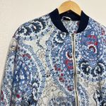Free People  Blue Paisley Bomber Jacket Photo 4