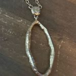 T Tahari Tahari long gold tone hammered oval pendant necklace Photo 1