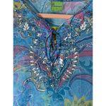 Resort Boho Cleopatra Beach Cover Up Vibrant Semi Sheer Small NWT Swimwear Blue Photo 2