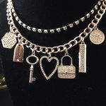 Guess Layered Charm & Crystal Necklace Key Heart Photo 1