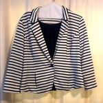 Erin London  Size Large Black and White Striped Blazer Photo 0