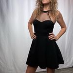 Lulus High Neck Mesh Skater Mini Dress in Black Size Small Photo 1