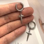 Star Dangle Drop Earrings for Men Women Streetwear Hip Hop Unisex Style Silver Photo 5