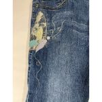 Shorty Jeans Women Boho Butterfly Lace Appliqué Crop Distressed Fray Hem Sz 15 Blue Photo 3