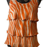 Michael Kors  Orange Tan‎ Zebra Pattern Tiered Tank Top Size 6P Photo 0