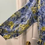 Aerie Rock n Ruffle Animal Print Mini Dress Sz Lg Blue Yellow Long Sleeve V-Neck Photo 4