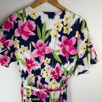 NWT Tori Richard Honolulu Womens Floral Wrap Dress Sz 8 Navy Pink Tencel Blue Photo 10
