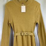 Free People French Girl belted A-line Mini Dress Gold NEW Size Large Photo 5
