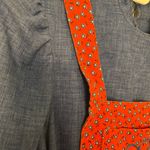 Homemade Red Floral Apron with Blue Maxi Dress Photo 5