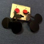 NWT Cherry Earrings Acrylic Resin Dangle Retro Fruity Red Green Black Post Backs Photo 2