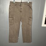 St. John Green Cargo Pants Straight Crop Jeans Cotton Stretch Size 14 High Rise Photo 7