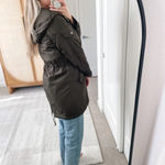 Steve Madden Dark Olive Green Long Utility Jacket Photo 3