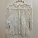 A.Peach White Lace Blouse with Crochet Detailing Photo 6