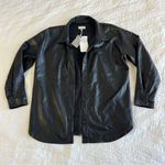 Thread & Supply Vegan Leather Womens Shacket Size L Shirt Jacket Classic Moto Black Size L Photo 2