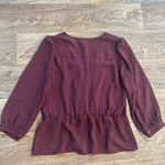 Halogen Wrap Front Peplum Top Women’s Med in Plum Photo 1
