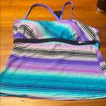 ZeroXposur  Women's Vibrant Striped One Piece - Purple, Blue, Black Photo 0