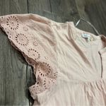 C&C California Blouse Top Blush Pink Eyelet Flutter Sleeve Cotton Rayon Soft XL Photo 4