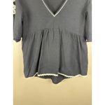 ZARA Black Peplum Top Size Small White Embroidered Lace Short Sleeve Blouse Photo 2