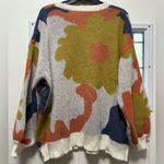 Woman’s Crewneck Floral Sweater White Yellow Orange Blue (710) Size 2X Photo 2