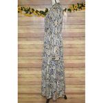 Elan  Black & Gold Paisley Print Tiered Maxi Dress Women's M Metallic Romantic Photo 5