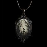 Gothic Crow Forest Cameo Pendant Necklace A Stylish Rope‎ Necklace Black Photo 7