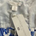 Caroline Constas Mini Dress Blue Floral Short Sleeve Linen Blend size 10 New Photo 1