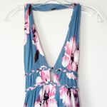 Illa Illa Floral Crepe Halter Dress Blue Pink Size S Photo 3