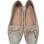 Clarks Clark Artisan Gold Speckled Slip On Dunbar Driving Shoes Size 6.5M Comfort Soft Photo 0