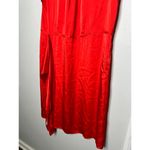 ATLIEN Red Satin Ruffle Sleeveless Crewneck Waist Tie Shift Dress Size Large Photo 4