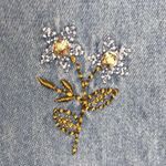 Vintage lightweight denim jumper dress with embroidered flowers size large Photo 3