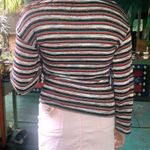 Cute Festive Sparkly Striped Sweater White Photo 2