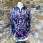 INC 2 Piece Paisley Top Blue Size L Photo 1