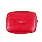 Givenchy  Parfums Embossed Pouch Clutch Red Zip Cosmetic Makeup Travel Designer Photo 1