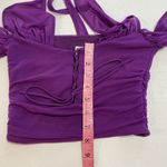 Oh Polly  Purple Mesh Ruched Halter Crop Top Women’s Size 6 Photo 4