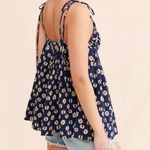 Free People Womens Molly Floral Top XS Navy and Cream Photo 1