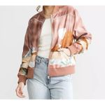 Hooey Satin Bomber Jacket XL Women’s Pink Desert Western Landscape Print Zip Up Brown Photo 7