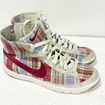 Nike Vintage High Top Soft Fabric Red Plaid Womens Size 7 Old School Photo 3