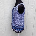 Cato Blue & White Scarf Print Sleeveless Top L Photo 4