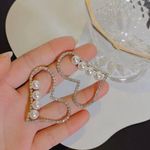 925 Silver Post White Pearl Love Heart Silver Stud Earrings Photo 3