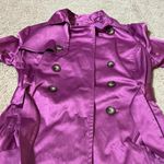 BCX  Double Breasted Belted Trench Coat Jacket Women's Size M Purple Satin Look Photo 6