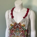 Bila Boho Paisley Peasant Ruffle Tank Top Large Red Photo 2