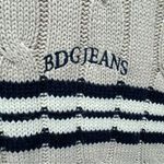 BDG Urban Outfitters  Beige Cotton Blend Cable Knit V Neck Varsity Sweater L Photo 4