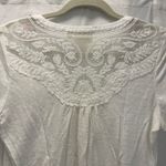 Anthropologie Deletta White Floral Embroidered Short Sleeve Blouse Photo 2
