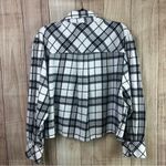 BP Cropped Black and White Plaid Button Down Flannel Shirt Photo 5